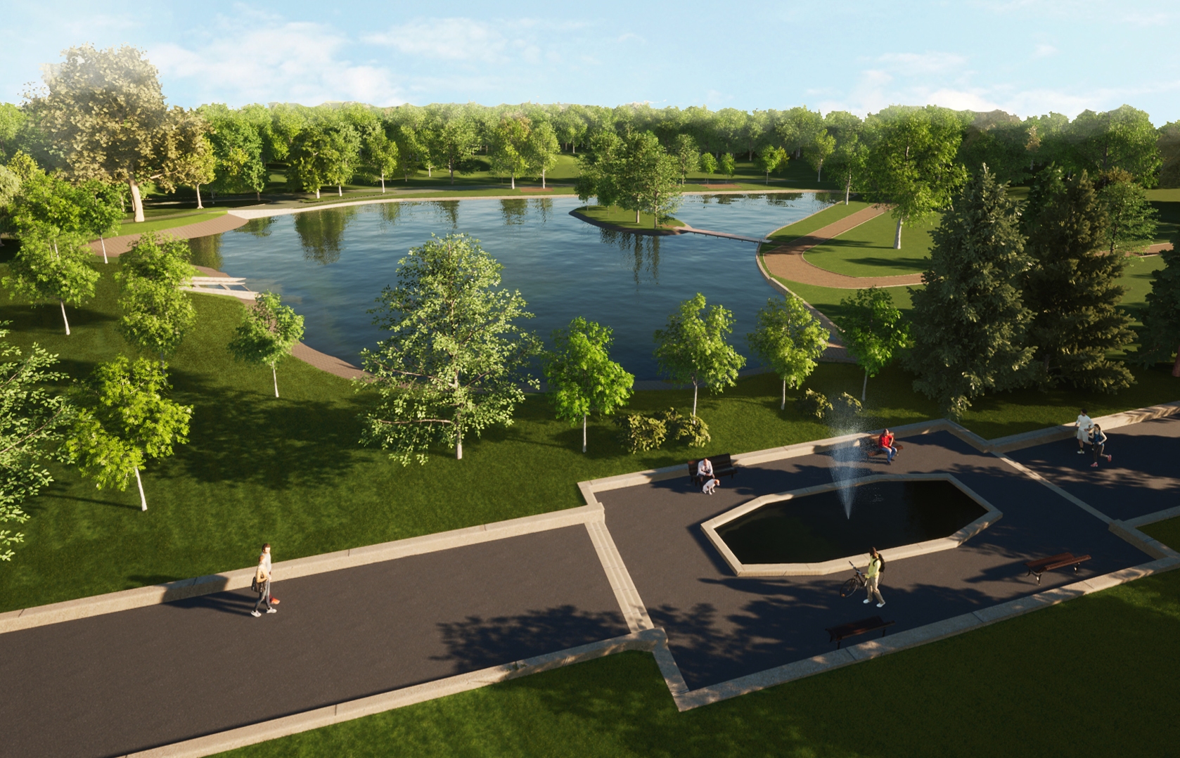 Vizualizace budoucí podoby rybníku Letná
